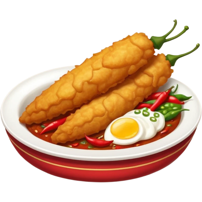 indonesian fried food with chili on the side of the plate emoji