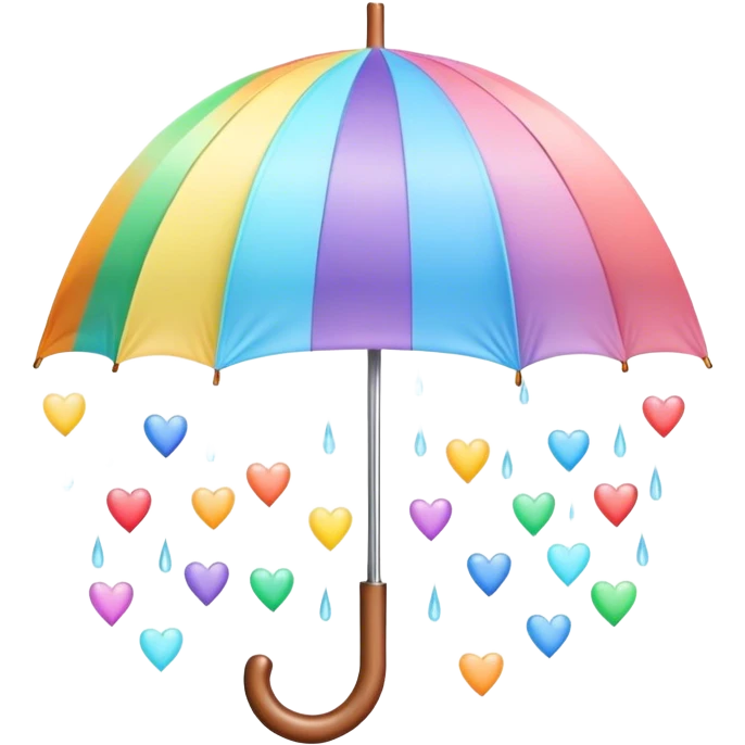 
pastel umbrella and rain in the form of rainbow hearts emoji