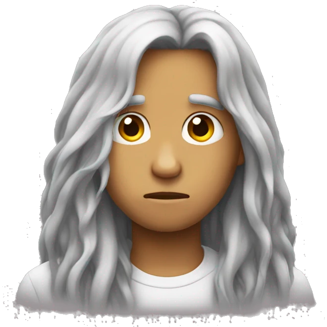 Sad longhair emoji