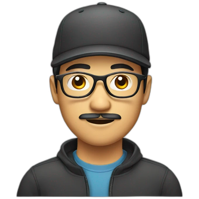 asian male with cap and glasses and moustache emoji