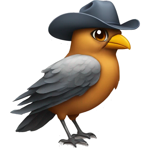 Bird wearing cowboy hat emoji
