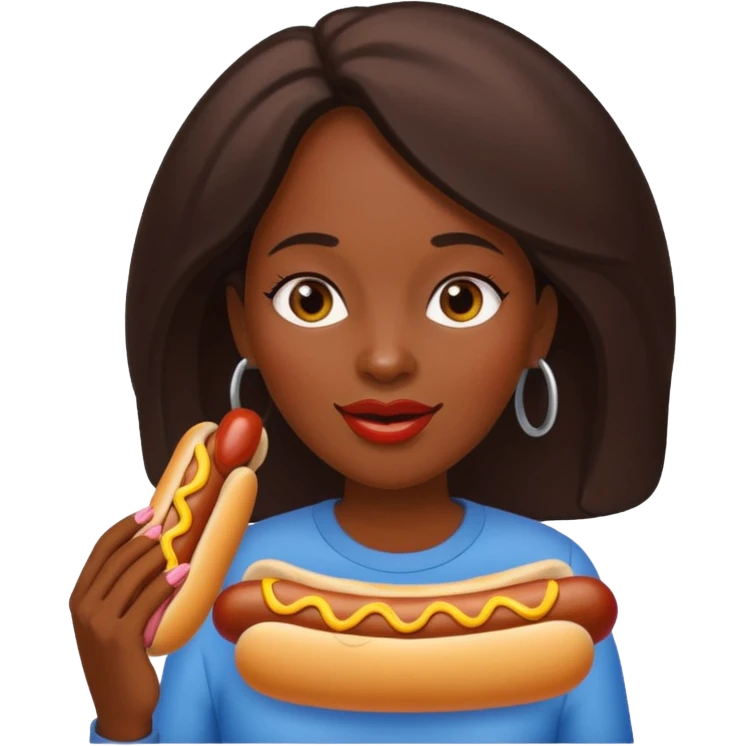 black woman eating hot dog  emoji