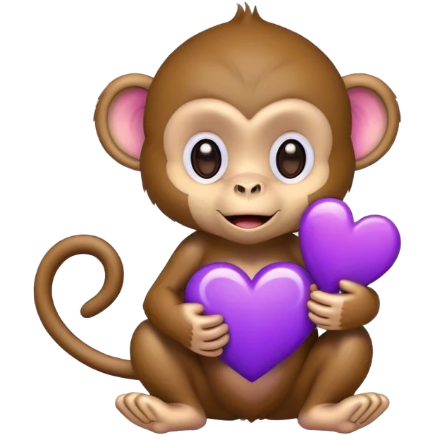 Cute monkey heart purple  emoji