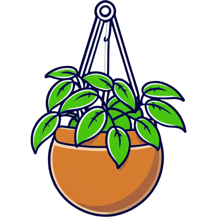 Plectranthus Verticillatus with cascading vines and perfect circle-shaped leaves like coins in a coconut fiber hanging basket emoji