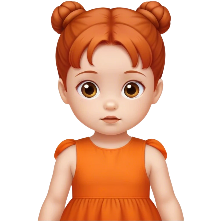school baby girl   with reddish blunt hair with 2 buns orange dress emoji