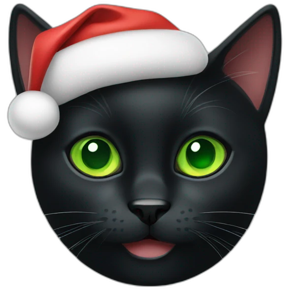 christmas black cat with green eyes emoji