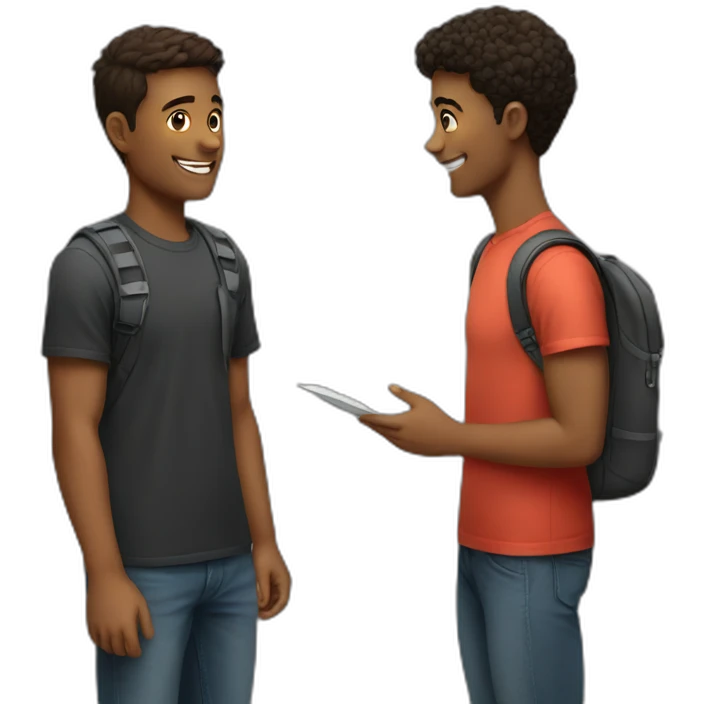 two students discussion emoji