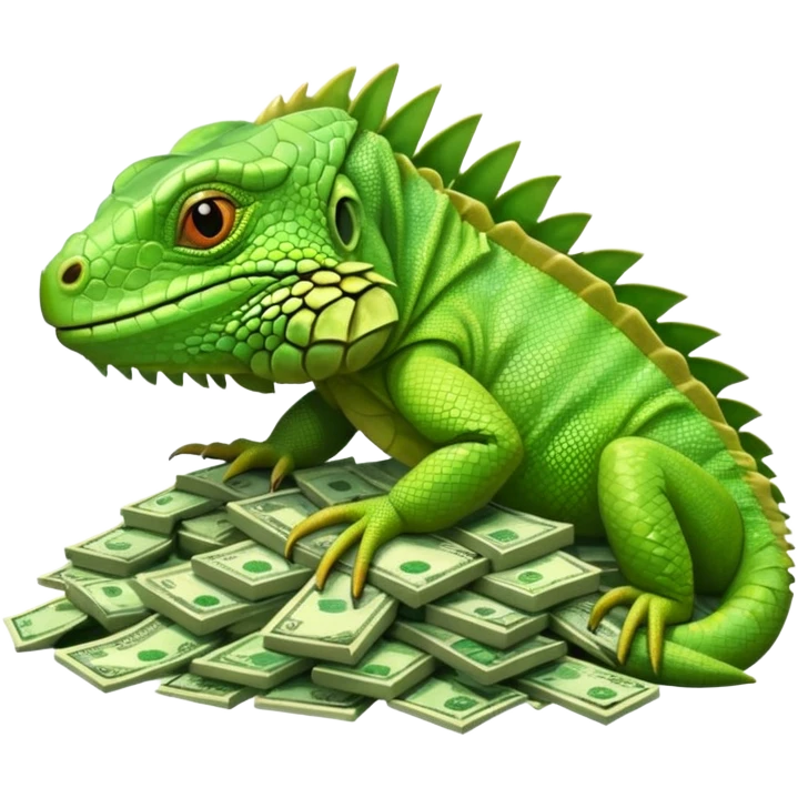 capitalist iguana lying in money emoji