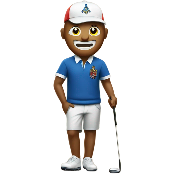 A norwegian freemason with icon on shirt playing golf emoji