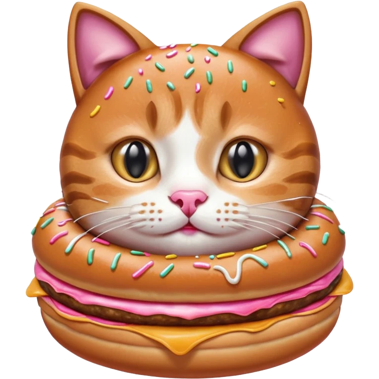 burger cat eating a donut emoji