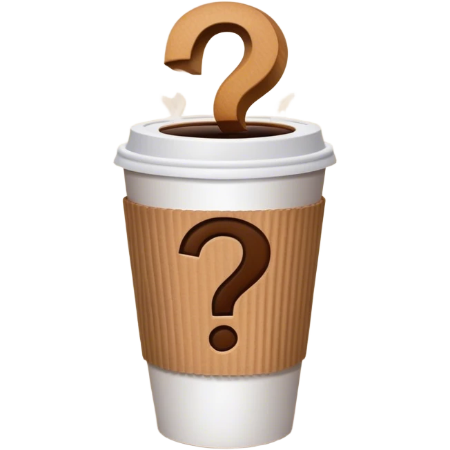 Cardboard coffee cup with question mark emoji