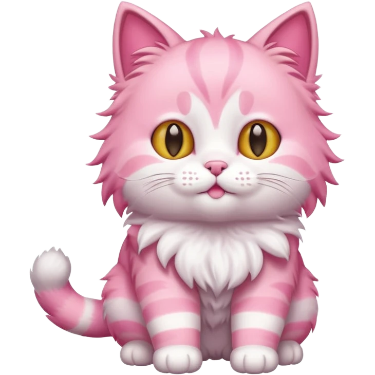 cute pink cat, full body emoji