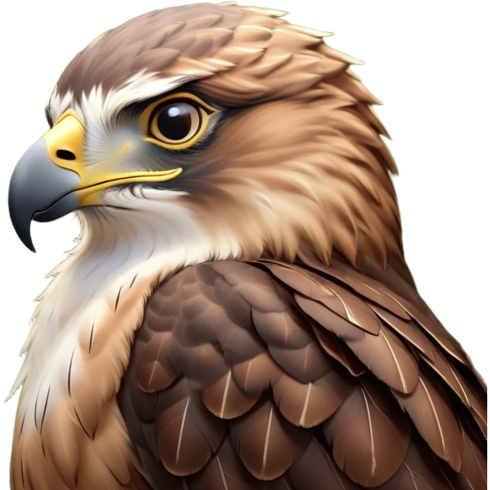Meme-Worthy Cute Sleeping Hawk Portrait Emoji, Head resting peacefully with a contented smile, showcasing a robust, agile form with eyes gently closed in serene slumber and a subtly curved beak, Simplified yet adorably endearing features, highly detailed, glowing with a soft, drowsy light, high shine, relaxed and utterly lovable, stylized with an air of playful laziness, soft glowing outline, capturing the essence of a sleeping hawk that feels destined to become the next viral icon of adorable rest! emoji