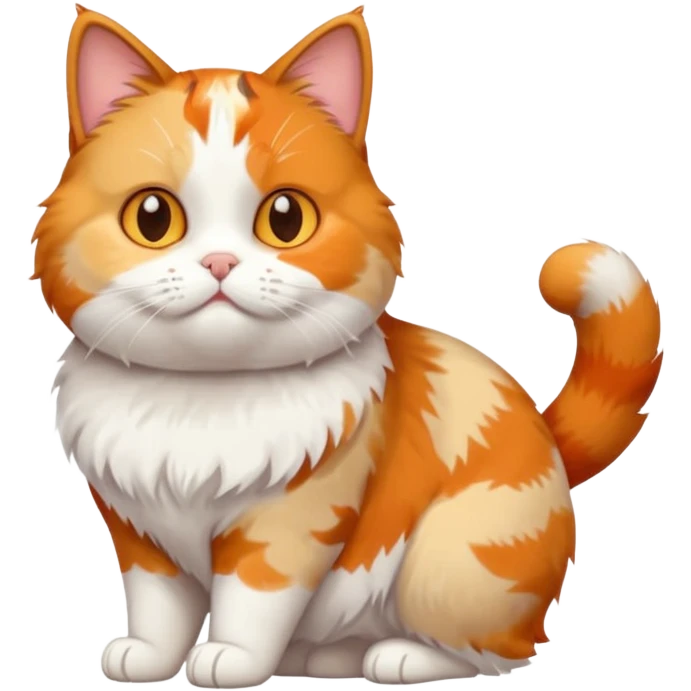 full body calico cat with small head and short but chubby body emoji
