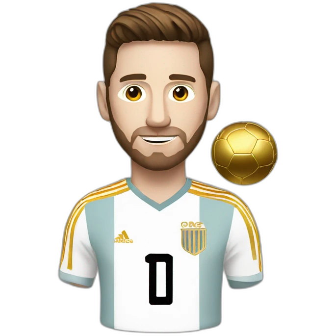 White messi holding a golden ball emoji