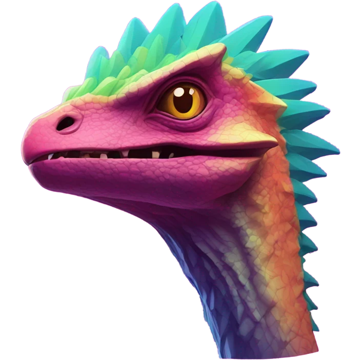 Vaporwave dilophosaurus head logo emoji