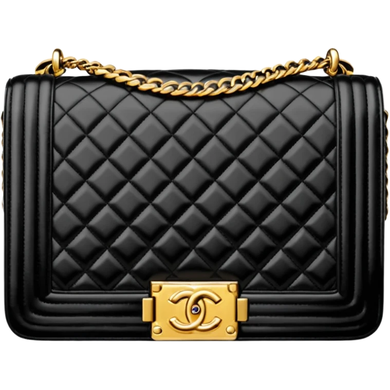 chanel le boy black bag gold hardware emoji
