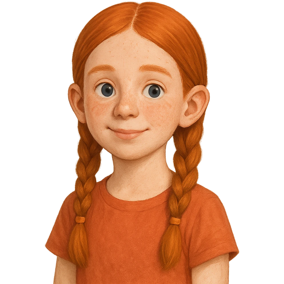 A girl with a prominent feature emoji