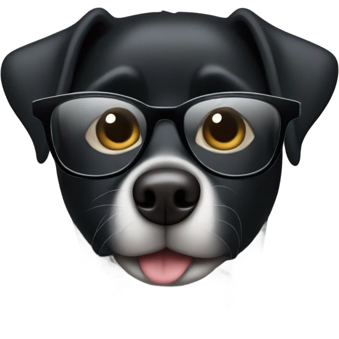 Black dog wearing glasses emoji