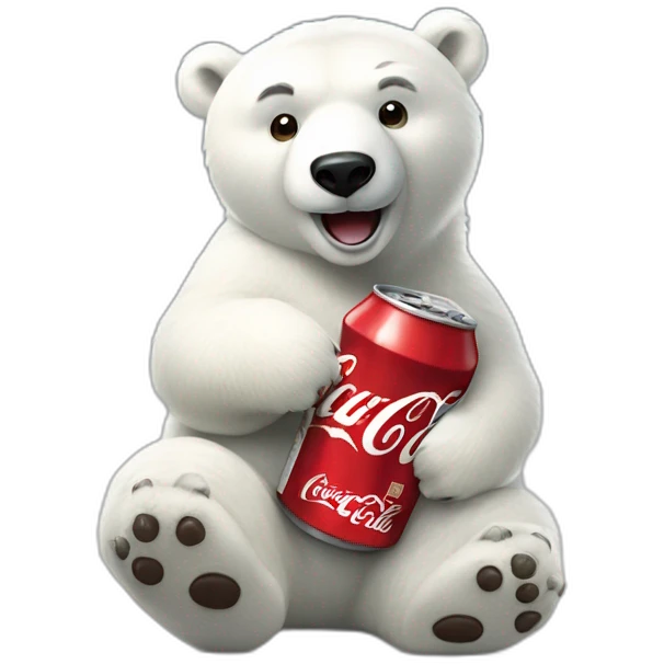 Coca-Cola Polar Bear mascot with the drink emoji