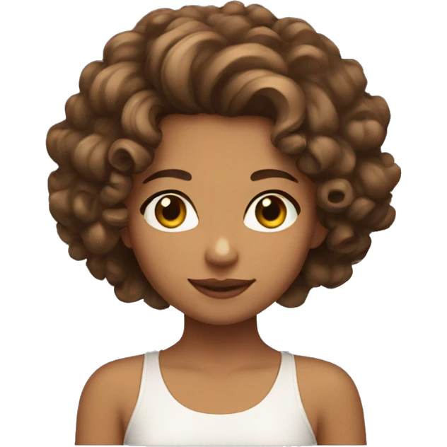 girl with hazel eyes and tanned skin with curly brown hair  emoji
