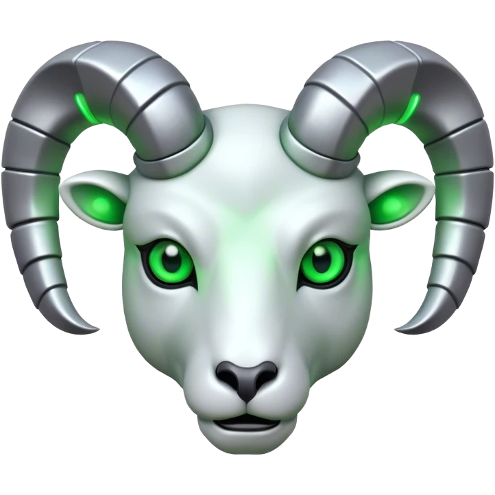 Futuristic Ram(Goat) head green glowing eyes emoji