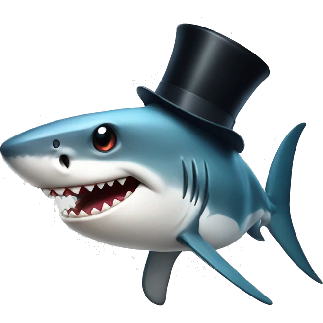 Shark with a top hat emoji