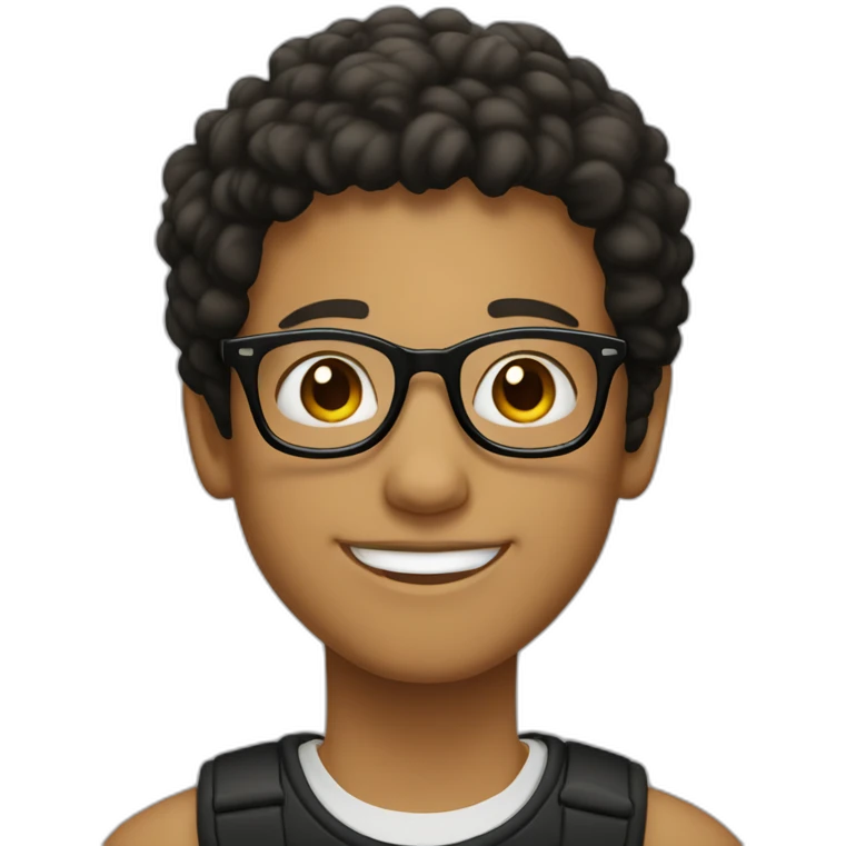 A light skin boy light skin wearing small-size black-rimmed round glasses smiling emoji