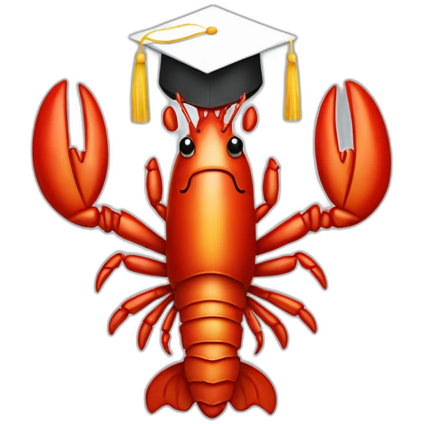 Lobster with a graduate hat emoji