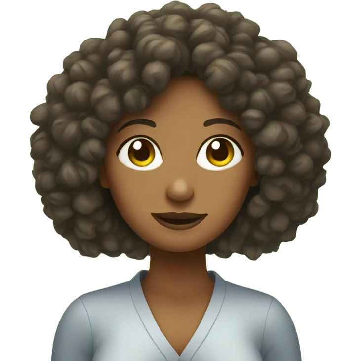 Lady with curly hair holding avocados emoji