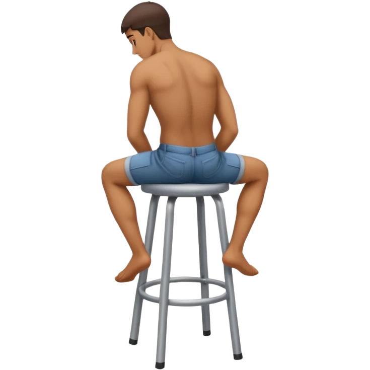 a person sitting on stool with full back head turn

 emoji