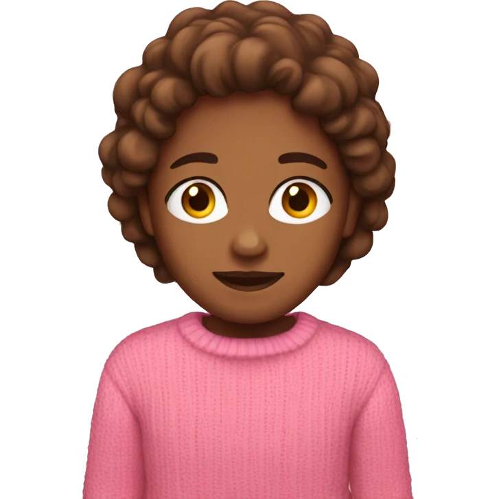 brownskin with brown hair in pink sweater emoji
