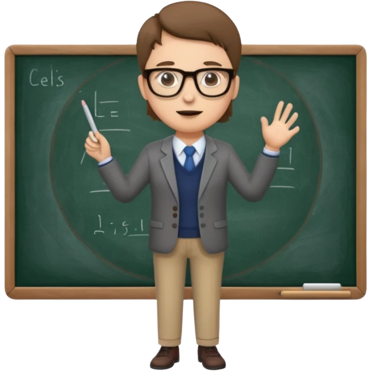 teacher teaching with a blackboard in the background, full body emoji