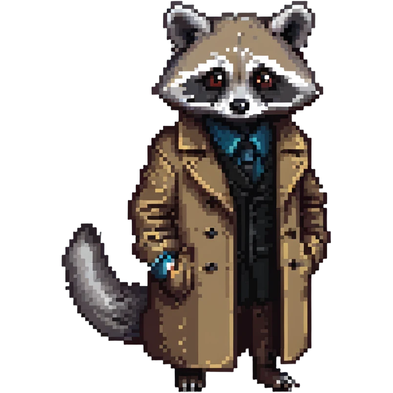 Raccoon private investigator in trenchcoat emoji