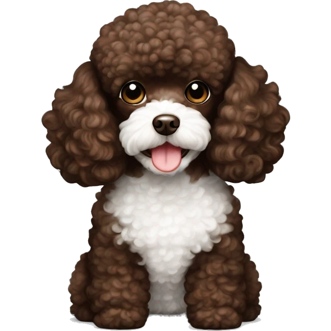 Chocolate brown and white toy poodle emoji