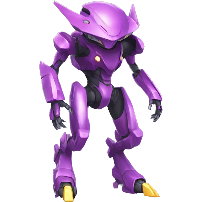 a Genesect-Raptor-Fakémon—hybrid with a futuristic visor-helmet full body emoji