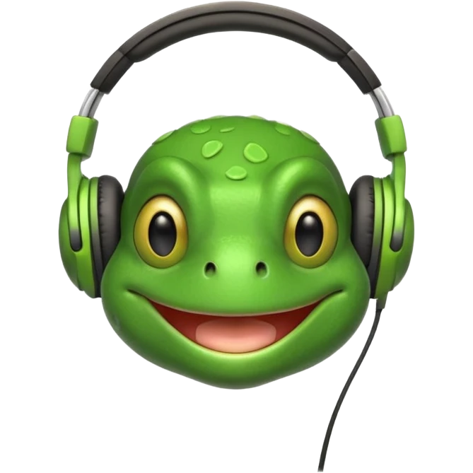 frog png with headphones smiling teeth showing emoji