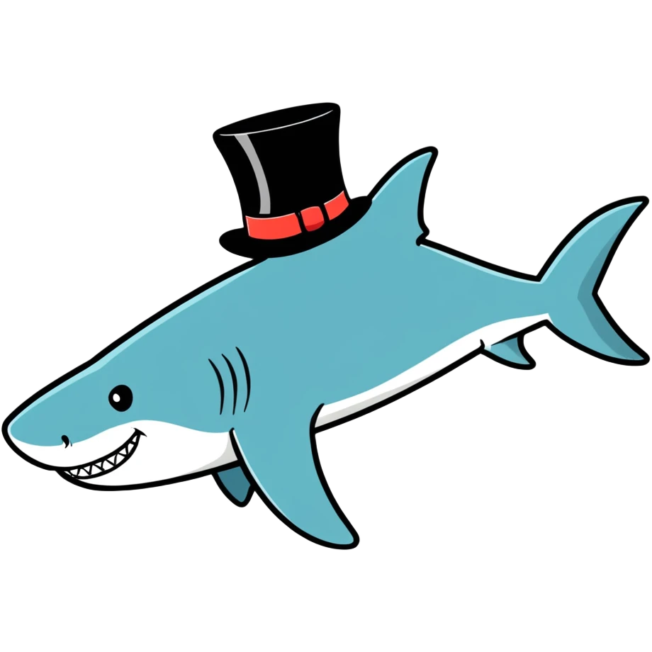 Shark with a top hat emoji