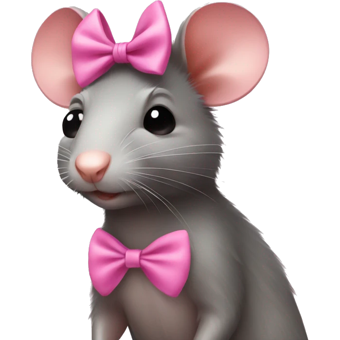 Rat wearing a pink bow emoji
