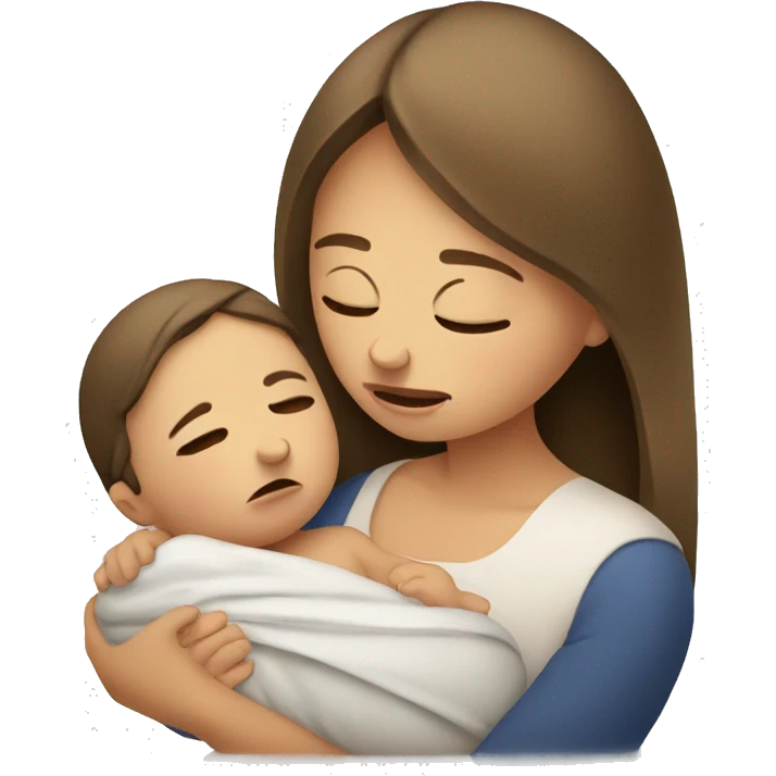 European sad mother with newborn emoji