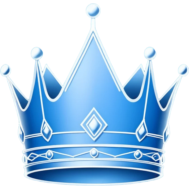 side view of a blue blueprint plan with the sketch of a crown in white lines emoji