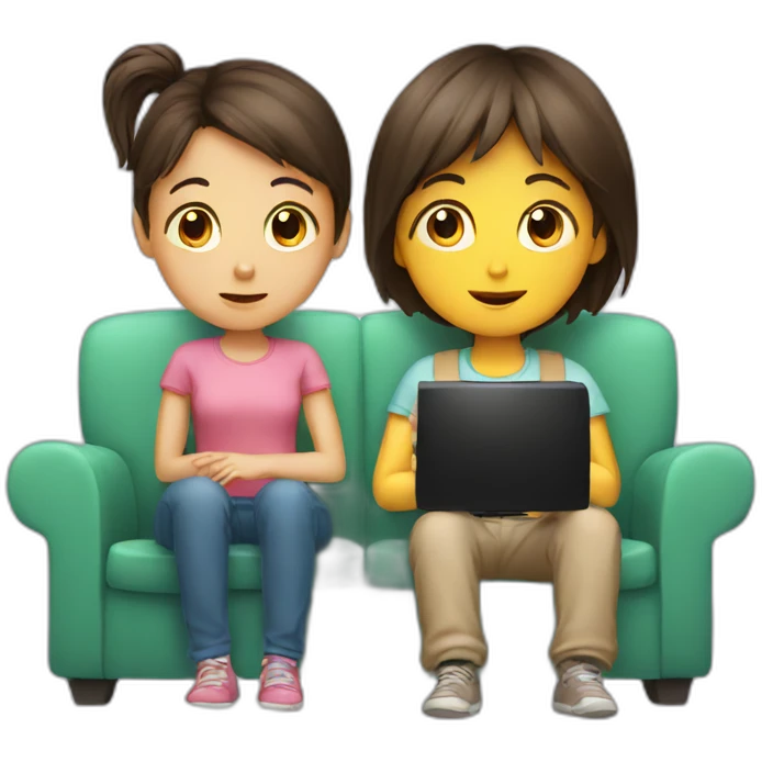 a girl and a boy watching tv emoji