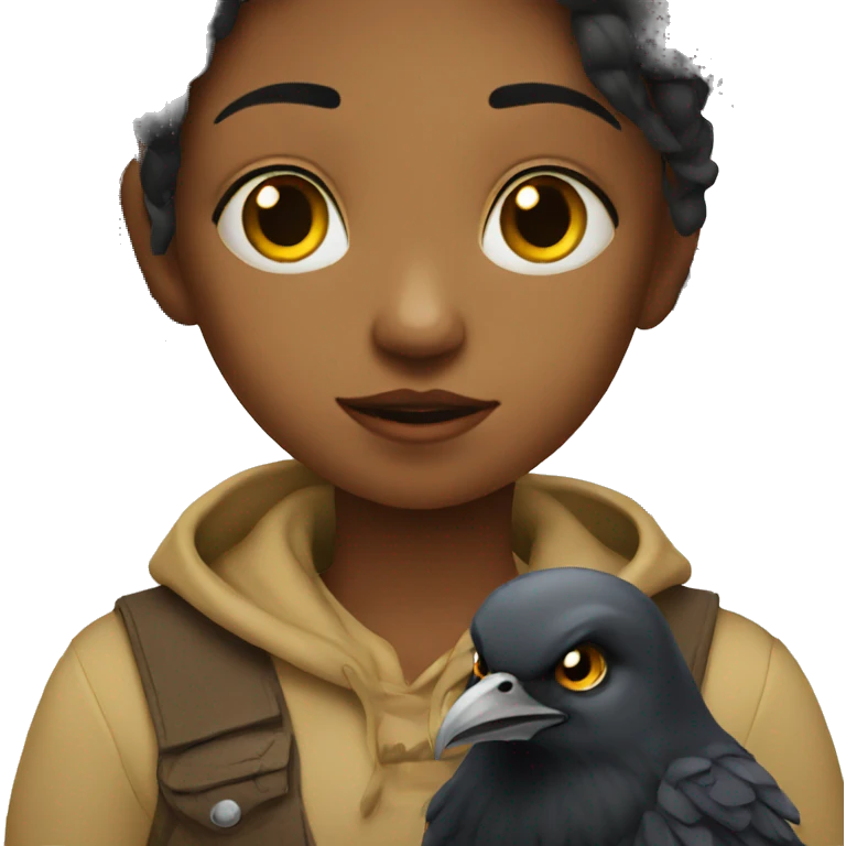 Girl with a crow emoji