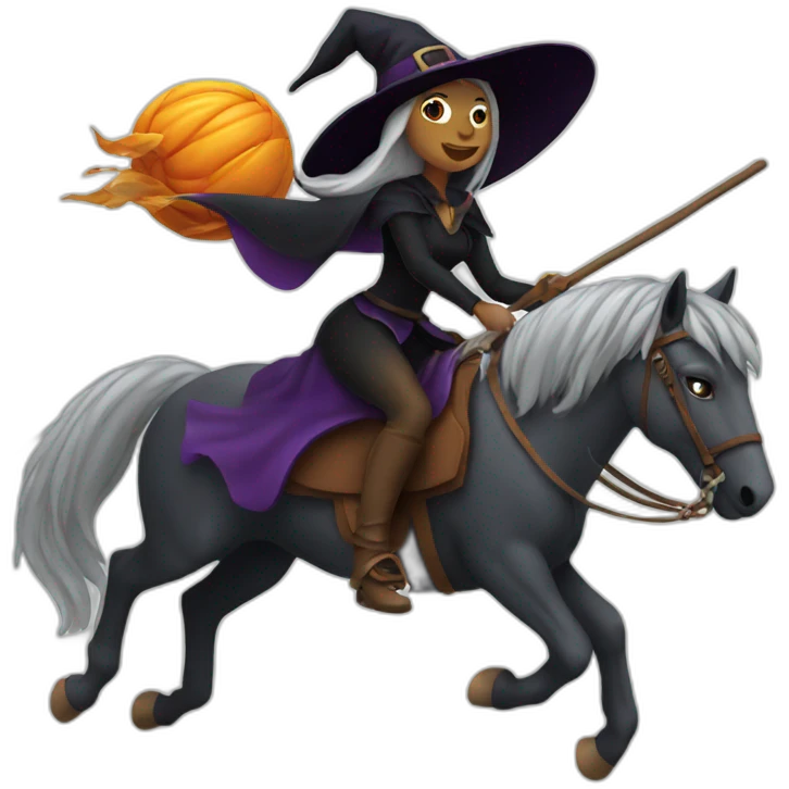 witch riding a horse emoji