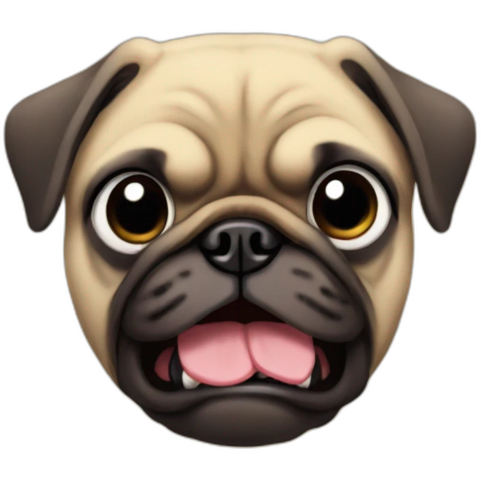 anime pug with an angry face emoji