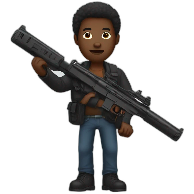 black person with a gun emoji