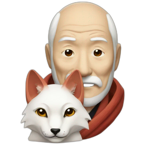 old men with japanese kitsune mask emoji