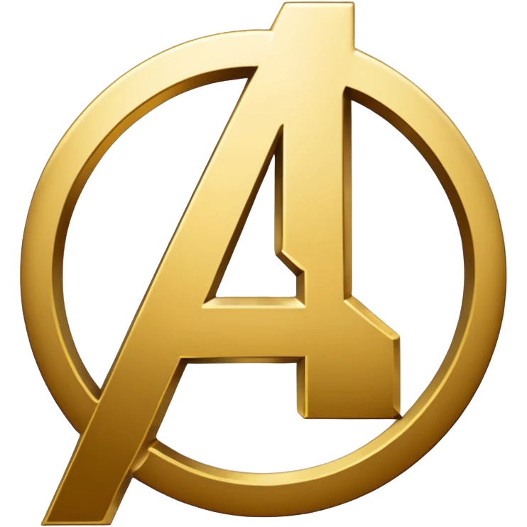 avengers logo gold color with transparent background, the inner circle area should be empty, leaving just the letter solid and the inner outline as well emoji