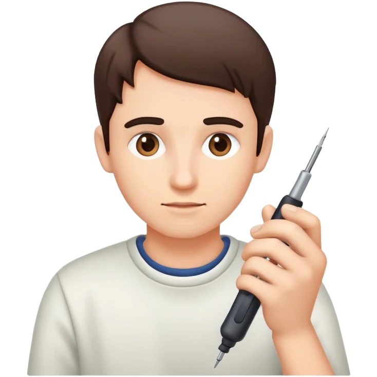 Person carefully adjusting or tweaking a device with a small tool like a screwdriver emoji