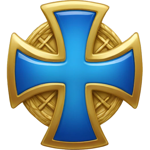 Badge of the cross, goldand blue  emoji